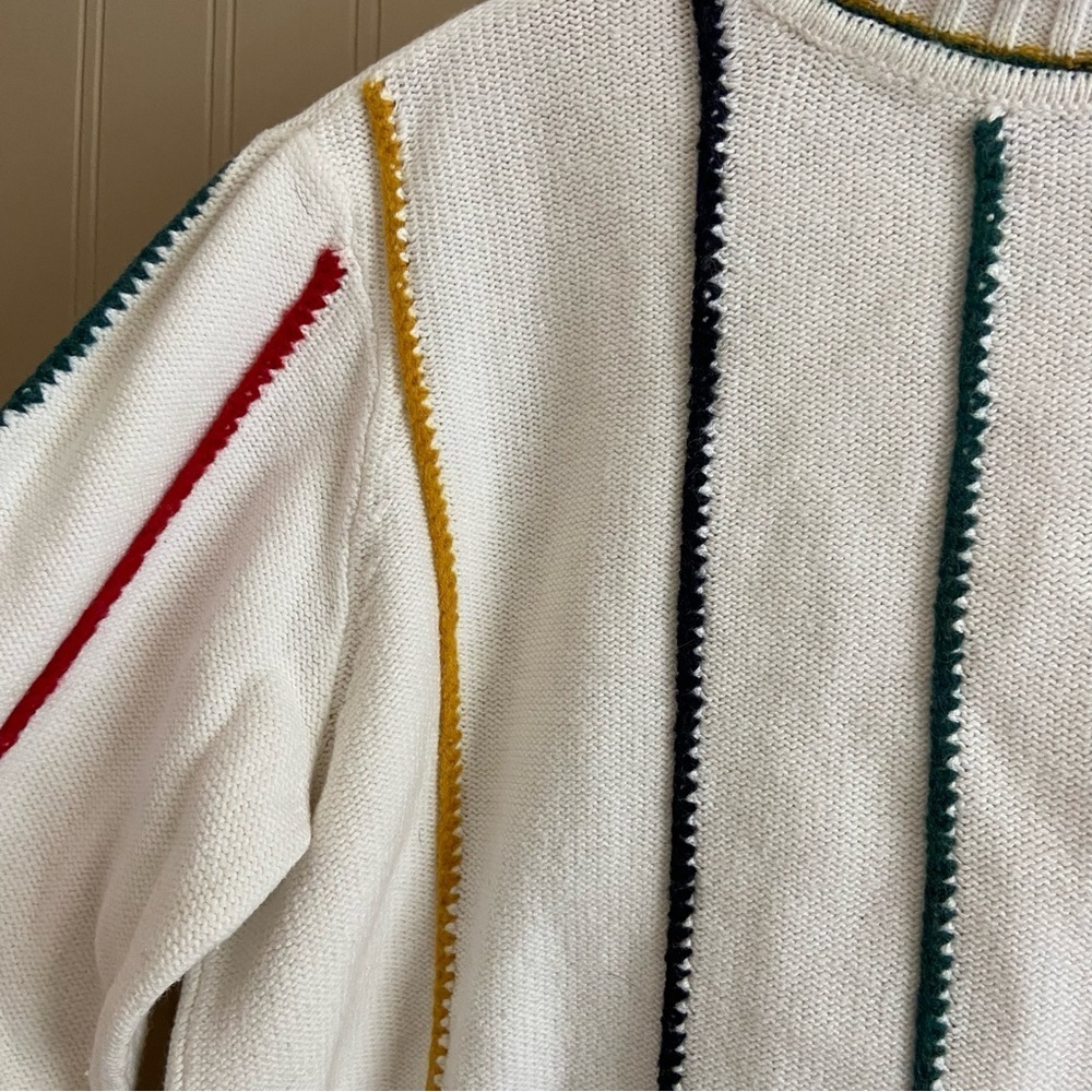 Rag & Bone New York Cotton Cashmere Merino White Stripe Sweater Women’s Large - Picture 2 of 6
